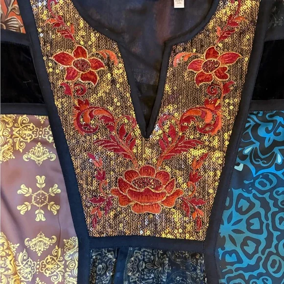 Soft Surroundings Bohemian Patchwork Tunic | Velvet Burnout | Petite Small (PS) - Picture 3 of 6